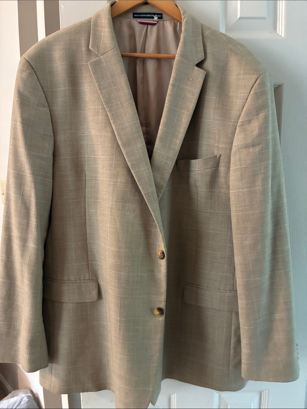 Tommy Hilfiger Light Beige Windowpane Sport Coat